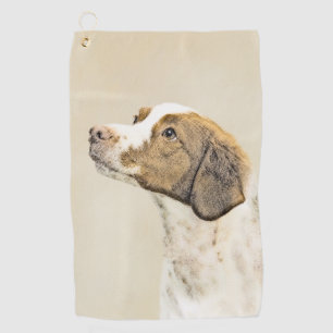 Brittany Painting - Cute Original Dog Art Golf Towel