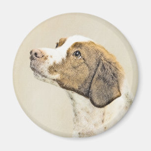 Brittany Painting - Cute Original Dog Art Magnet