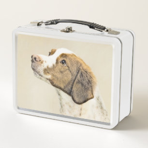 Brittany Painting - Cute Original Dog Art Metal Lunch Box