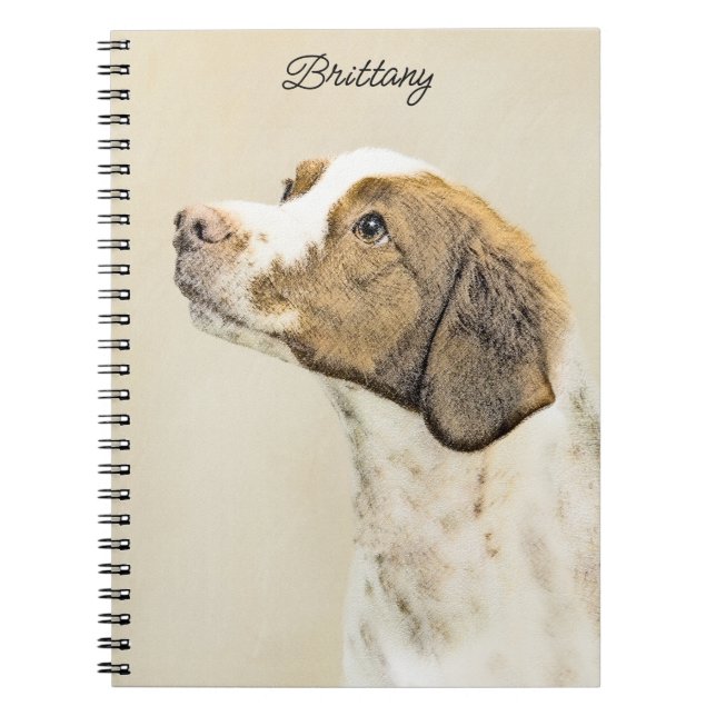 Brittany Painting - Cute Original Dog Art Notebook (Front)