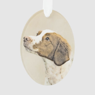 Brittany Painting - Cute Original Dog Art Ornament