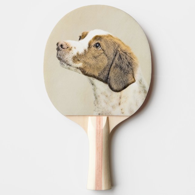 Brittany Painting - Cute Original Dog Art Ping Pong Paddle (Front)
