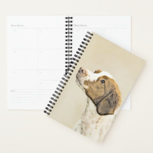 Brittany Painting - Cute Original Dog Art Planner