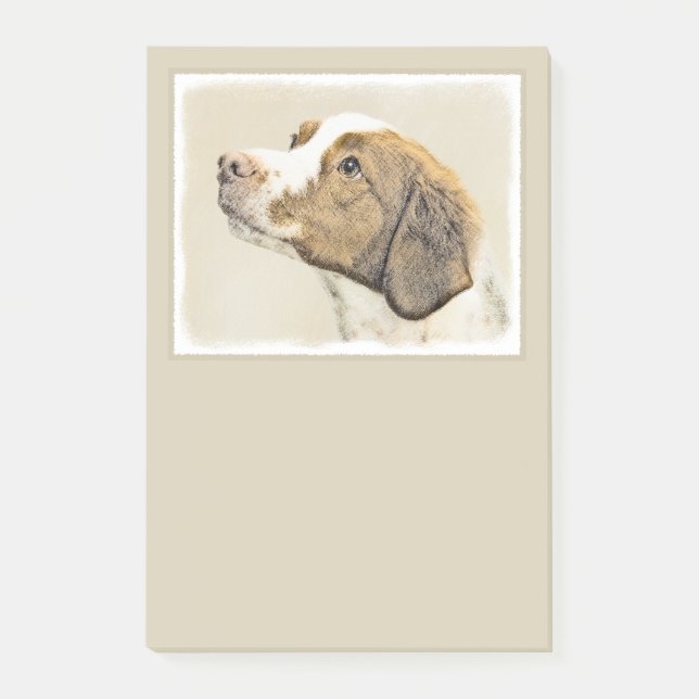 Brittany Painting - Cute Original Dog Art Post-it Notes (Front)
