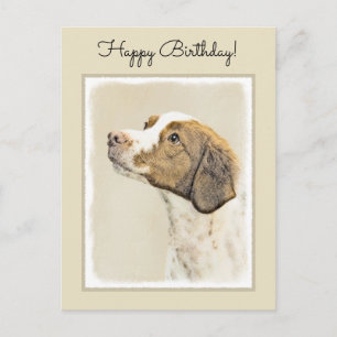 Brittany Painting - Cute Original Dog Art Postcard