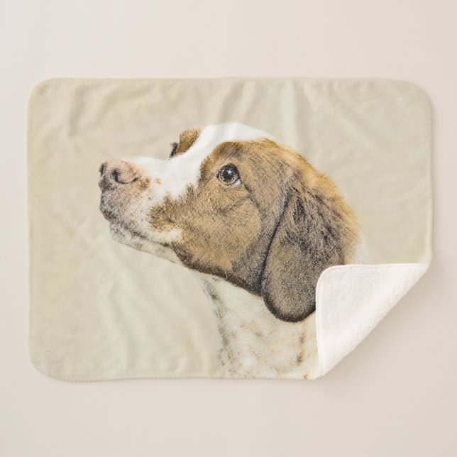 Brittany Painting - Cute Original Dog Art Sherpa Blanket (Front (Horizontal))