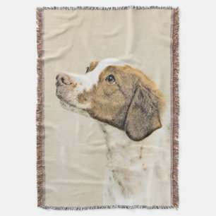 Brittany Painting - Cute Original Dog Art Throw Blanket