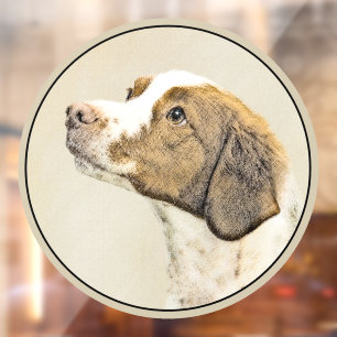 Brittany Painting - Cute Original Dog Art Window Cling