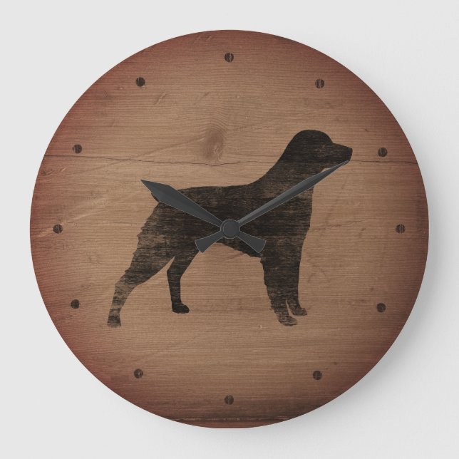 Brittany Silhouette Rustic Style Large Clock (Front)