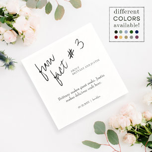 Brittany Simple Black White Fun Fact #3 Wedding Napkin