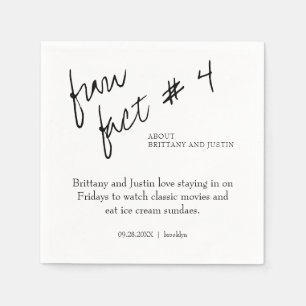 Brittany Simple Black White Fun Fact #4 Wedding Napkin