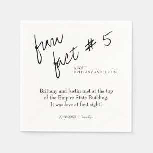 Brittany Simple Black White Fun Fact #5 Wedding Napkin
