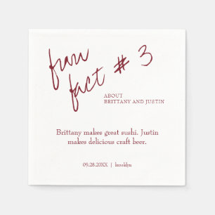 Brittany Simple Burgundy Fun Fact #3 Wedding Napkin