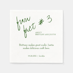 Brittany Simple Emerald Green Fun Fact #3 Wedding Napkin