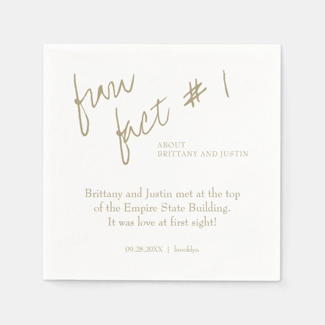 Brittany Simple Gold Fun Fact #1 Cocktail Napkins (Front)
