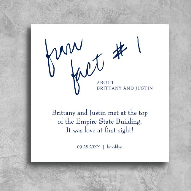 Brittany Simple Navy Blue Fun Fact #1 Wedding Napkin (Creator Uploaded)