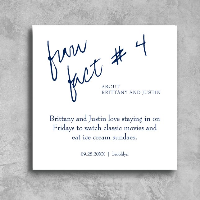 Brittany Simple Navy Blue Fun Fact #4 Wedding Napkin (Creator Uploaded)