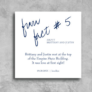 Brittany Simple Navy Blue Fun Fact #5 Wedding Napkin