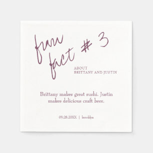 Brittany Simple Plum Purple Fun Fact #3 Wedding Napkin