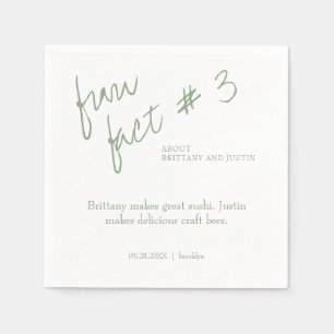 Brittany Simple Sage Green Fun Fact #3 Wedding Napkin