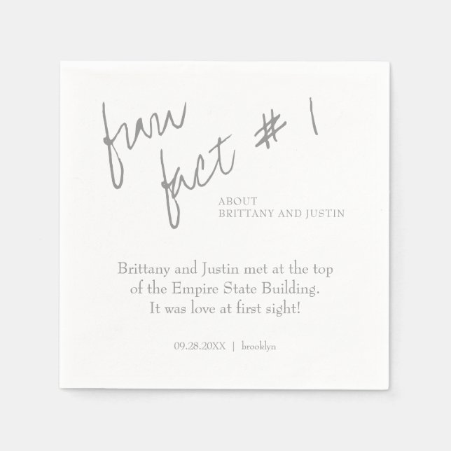 Brittany Simple Silver Fun Fact #1 Wedding Napkin (Front)