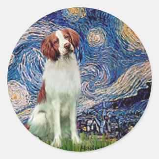 Brittany Spaniel 3 - Starry Night Classic Round Sticker