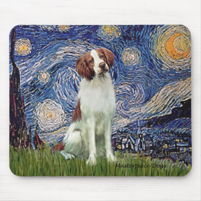 Brittany Spaniel 3 - Starry Night Mouse Mat (Front)