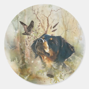 Brittany Spaniel and woodcock  Classic Round Sticker