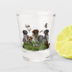 Brittany Spaniel and woodcock Shot Glass