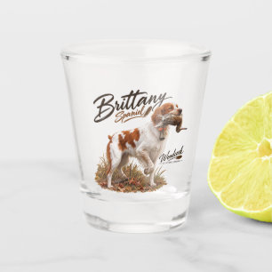 Brittany Spaniel and woodcock Shot Glass