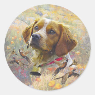 Brittany Spaniel Art ,  Classic Round Sticker