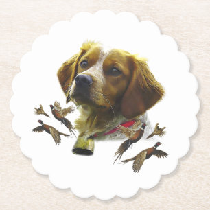 Brittany Spaniel Art ,  Paper Coaster