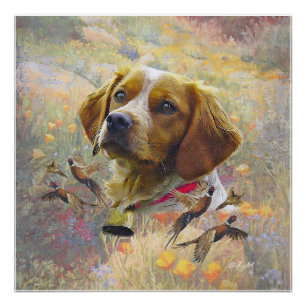 Brittany Spaniel Art , Pheasant hunting Poster