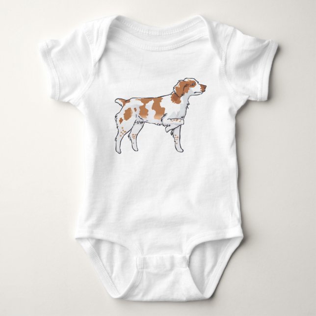 Brittany Spaniel Baby Bodysuit (Front)