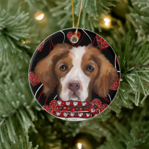 Brittany   Spaniel  Ceramic Tree Decoration