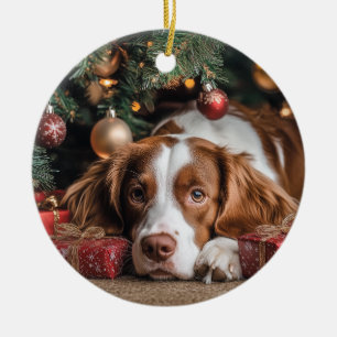 Brittany Spaniel Christmas Ceramic Tree Decoration