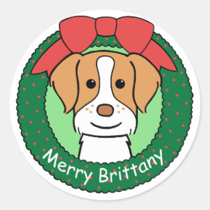 Brittany Spaniel Christmas Classic Round Sticker