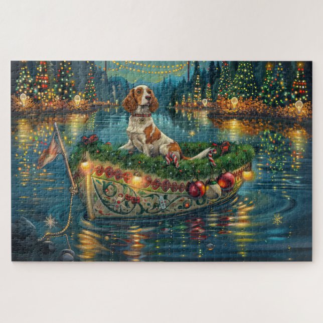 Brittany Spaniel Christmas Festive Voyage Jigsaw Puzzle (Horizontal)
