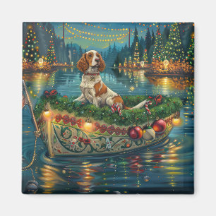 Brittany Spaniel Christmas Festive Voyage Magnet