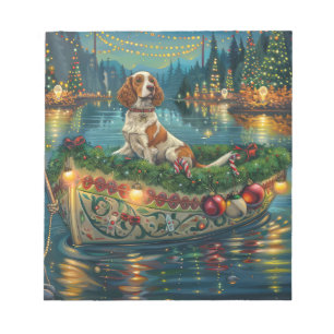 Brittany Spaniel Christmas Festive Voyage Notepad