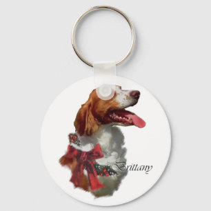 Brittany Spaniel Christmas Gifts Key Ring
