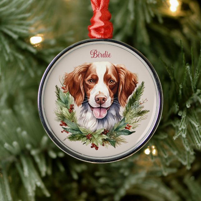 Brittany Spaniel Christmas Pet Memorial Dog Breed Metal Tree Decoration (Tree)