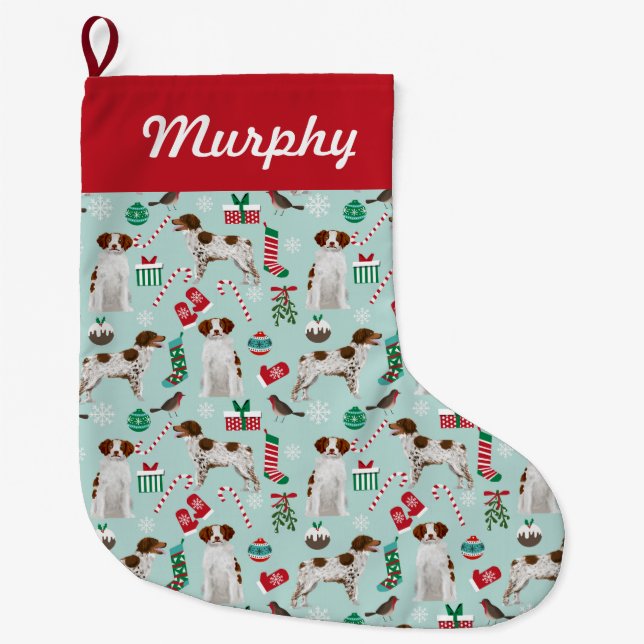 brittany spaniel christmas stocking (Front)