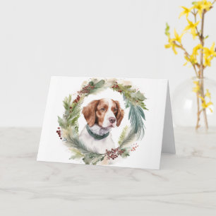 Brittany Spaniel Christmas Wreath Festive Pup Card