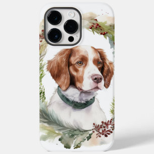 Brittany Spaniel Christmas Wreath Festive Pup Case-Mate iPhone 14 Pro Max Case