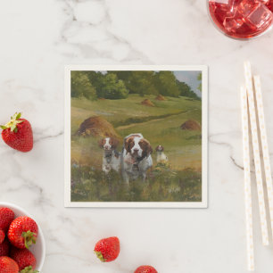 Brittany Spaniel Clock Napkin