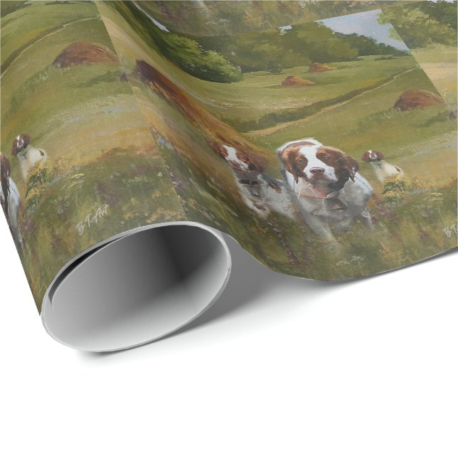 Brittany Spaniel Clock Wrapping Paper (Roll Corner)