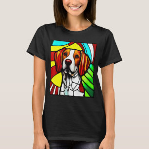 Brittany Spaniel - Colorful Stained Glass_5 T-Shirt