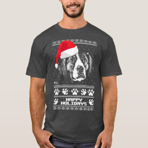 Brittany Spaniel Cute Happy Holidays Christmas  T-Shirt