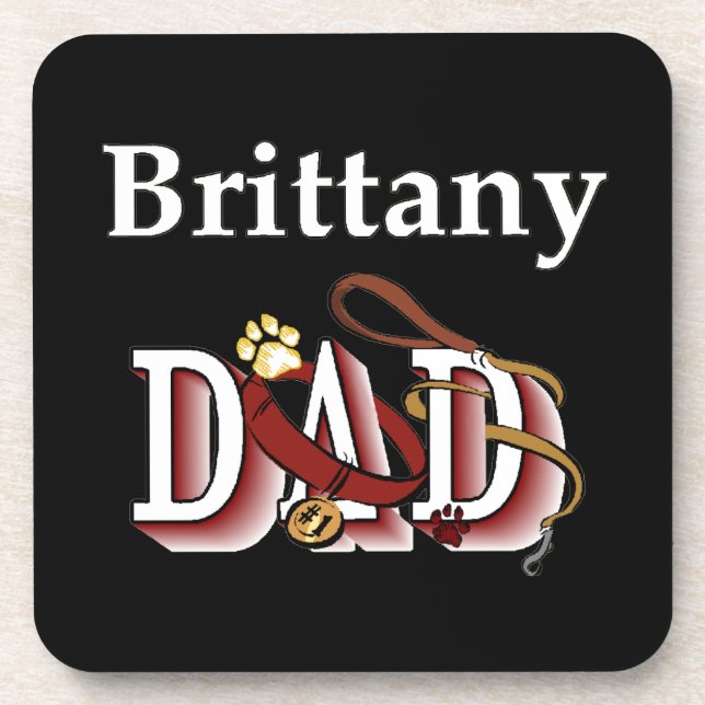 Brittany Spaniel Dad Coaster (Front)